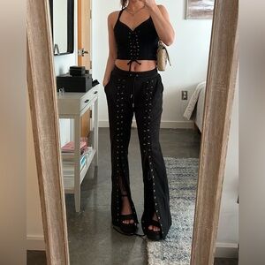 Black Lace-Up Women's Pants